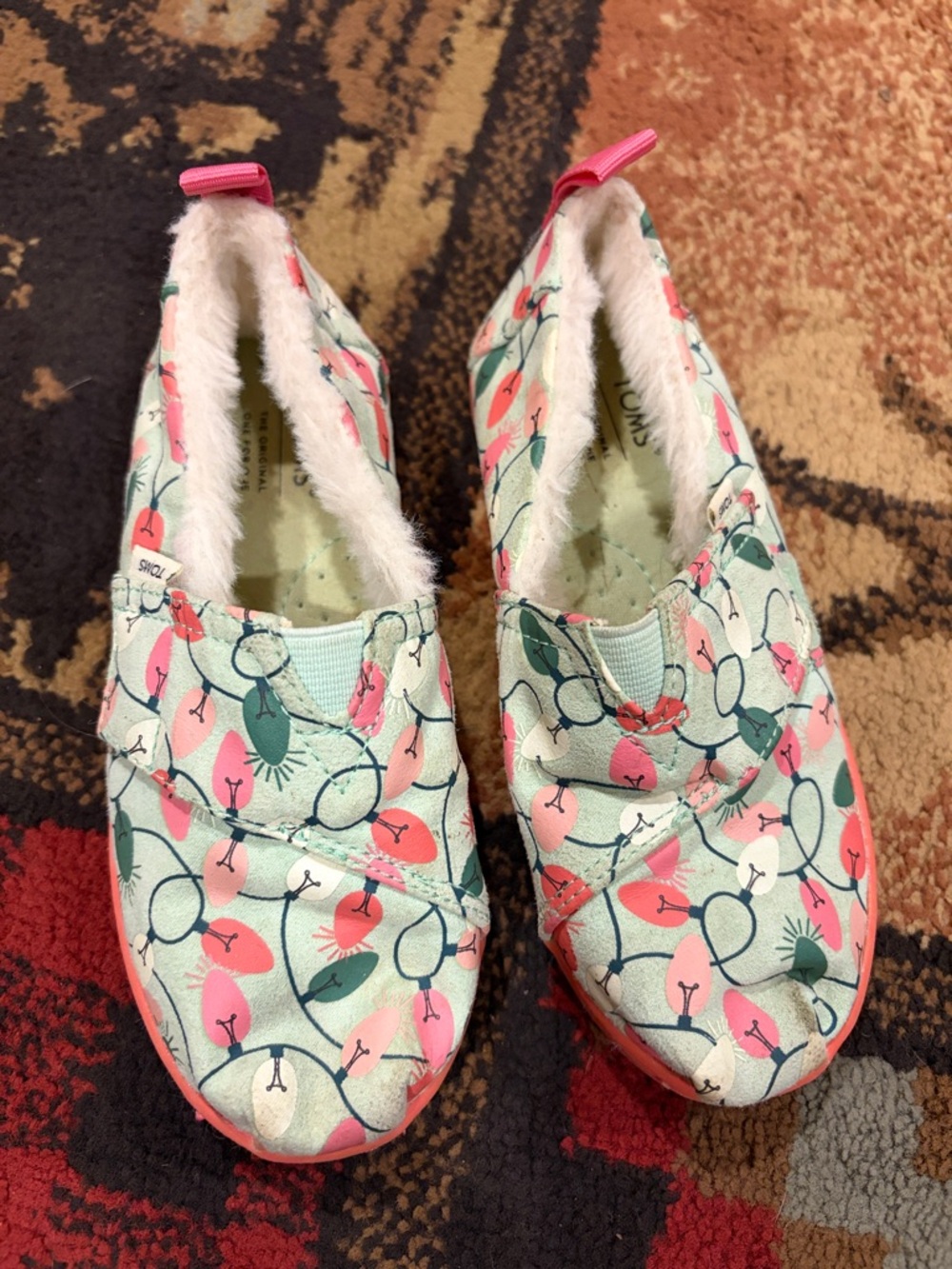 Little girls fleece lined Christmas Toms.